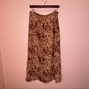 Kathie Lee Collection Brown Animal Print Skirt Large